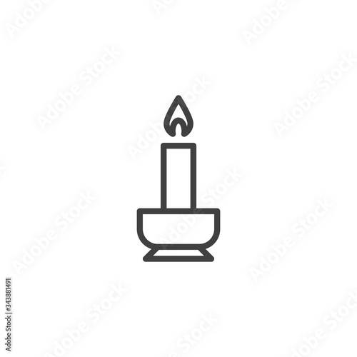 Candle light line icon. linear style sign for mobile concept and web design. Burning candle outline vector icon. Symbol, logo illustration. Vector graphics