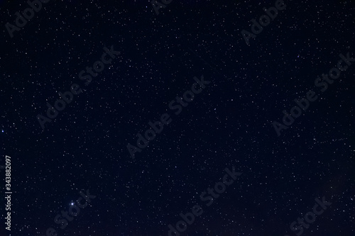 Long exposure night photo of a bright stars. A lot of stars with constellations. Far from the city. Night landscape. photo