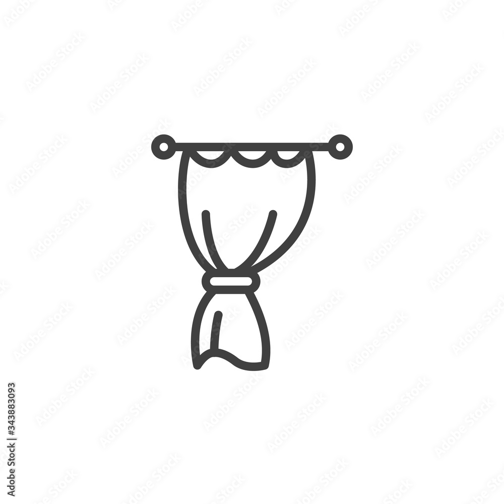Interior curtain line icon. linear style sign for mobile concept and web design. Window curtain outline vector icon. Symbol, logo illustration. Vector graphics Interior curtain line icon. linear style sign for mobile concept and web design. Window curtain outline vector icon. Symbol, logo illustration. Vector graphics