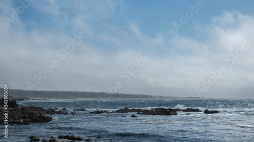 coast, fog and ocean along california
