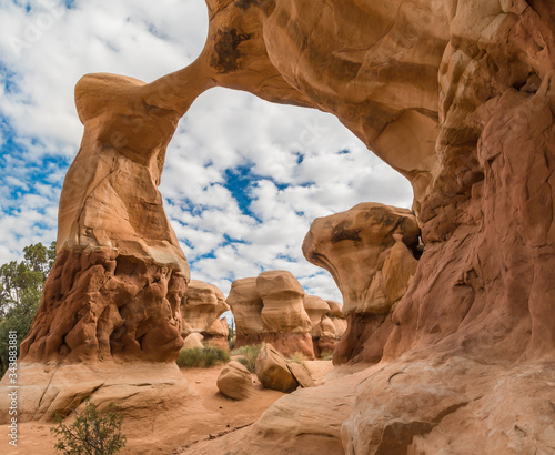 Metate Arch Stands Over the Landscape of Devils Rock Garden, Grand Staircase-Escalante  National Monument, Utah, USA