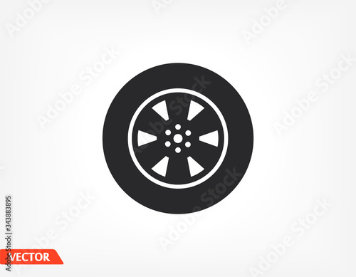 tyre - wheel car Icon Vector EPS 10. Car Wheel Drive Design Flat Illustration