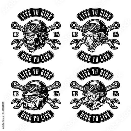 Animal motorcycle riders vintage labels