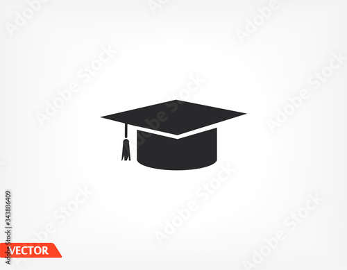 Graduation cap icon in trendy flat style isolated on background. Education symbol for your web design, logo, user interface. Vector illustration, EPS10.
