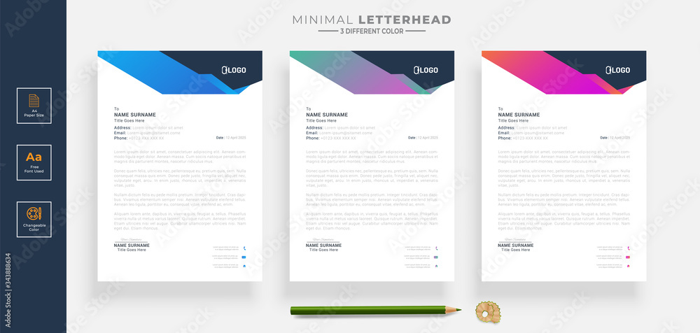 Elegant letterhead template design in minimalist style