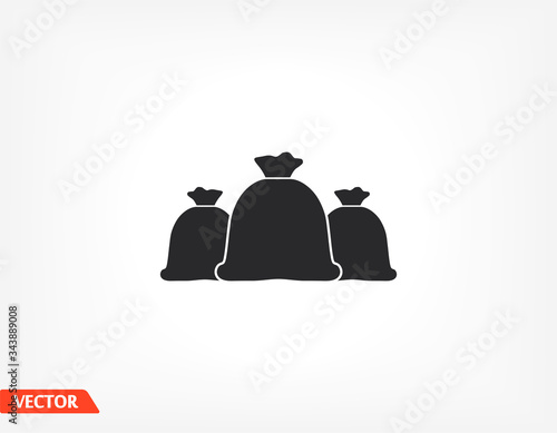 Money bag icon. bag with money. cash deposited Vector EPS 10. Flat Design
