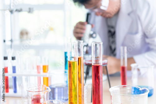 Blurred soft images of The scientist Doing chemical experiment In order to develop products with quality and effectiveness at the laboratoty, to cience concept. photo
