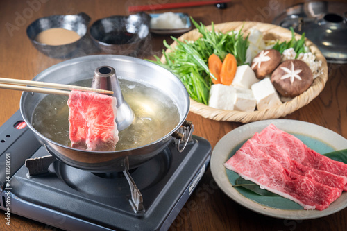 beef shabushabu, japanese traditional hot pot