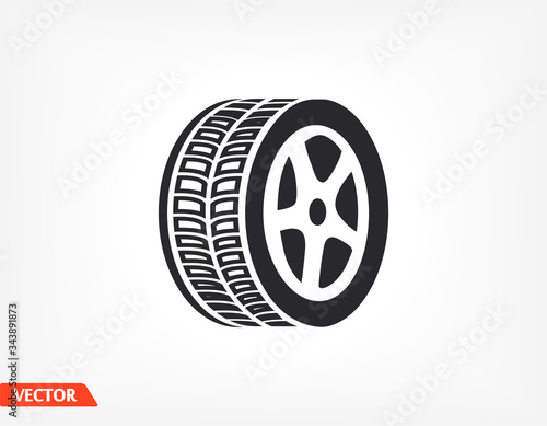 tyre - wheel car Icon Vector EPS 10. Car Wheel Drive Design Flat Illustration