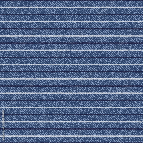 Jeans Washed Indigo Striped Shirt background. Denim Seamless Vector Textile Pattern. Blue jeans cloth with Horizontal Stripes Repeating Pattern Tile. Father's Day Background. Men's Fashion Fabric

