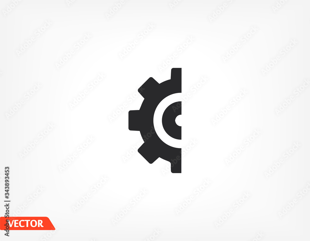 Gear icon. gear half. Vector graphics display work style. clipped gear vector graphics. for your site 10 eps Gear icon. gear half. Vector graphics display work style. clipped gear vector graphics. for your site 10 eps
