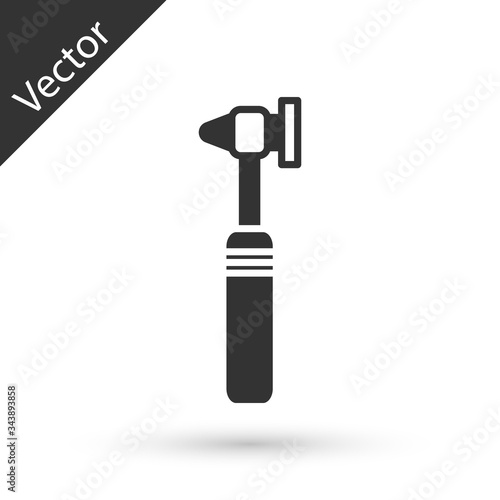 Grey Medical otoscope tool icon isolated on white background. Medical instrument.  Vector Illustration