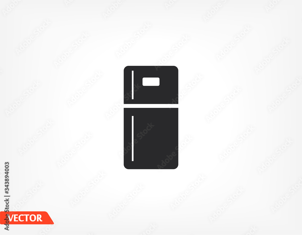 Fridge icon equipment . Vector Eps 10 Flat Design refrigerator illustration