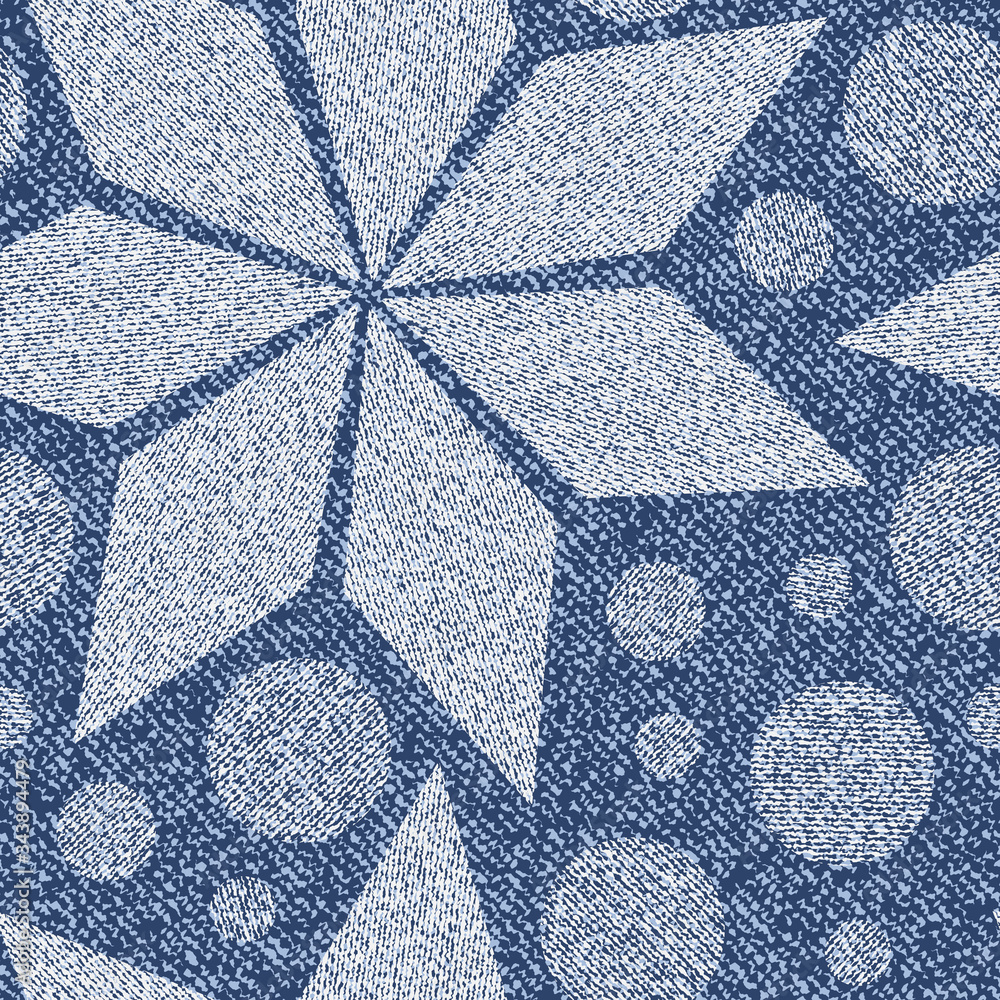 Jeans background with geometric designs. Vector Denim seamless pattern. Blue jeans cloth. Jeans background with geometric designs. Vector Denim seamless pattern. Blue jeans cloth.