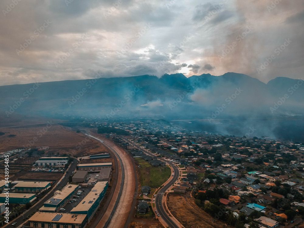 Lahaina brush fire on Maui, which came very close to destroying the ...