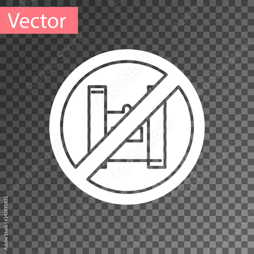 White Say no to plastic bags poster icon isolated on transparent background. Disposable cellophane and polythene package prohibition sign.  Vector Illustration