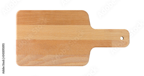wooden cutting board isolated on white background with clipping path