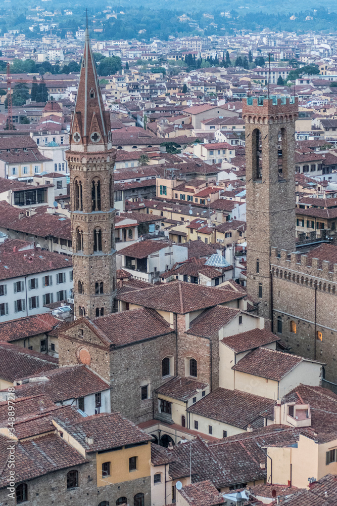 Fototapeta premium Aerial view of Bargello and Badia Fiorentina