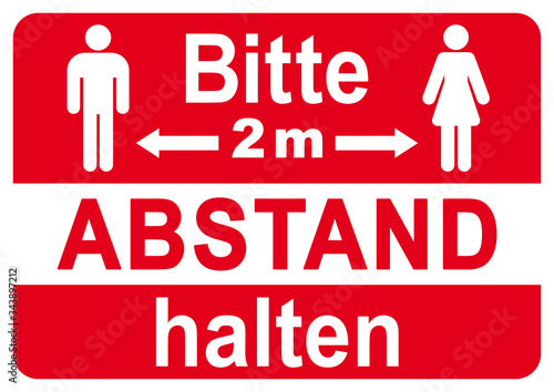 ds151 DiskretionSchild - german label: Bitte 2 m Abstand halten - poster in rot - hygiene / distance. - Druckvorlage DIN A1 A2 A3 A4 - xxl g9545 photo