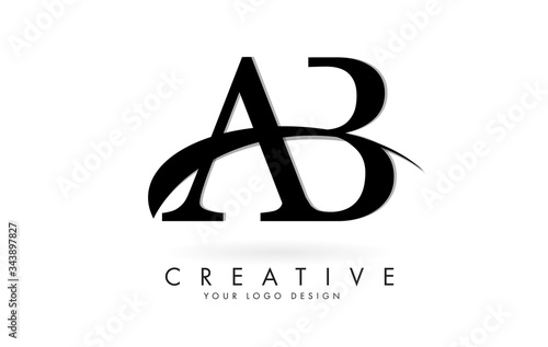 AB A B letters logo with black swoosh.