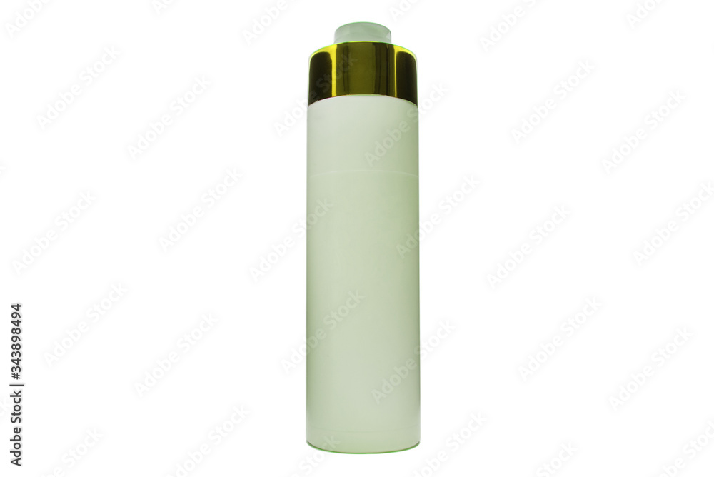 Plastic color green bottle on a white background. screw cap Plastic color green bottle on a white background. screw cap