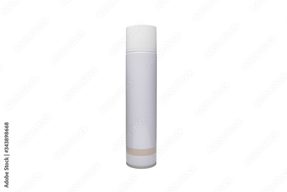 Closed aerosol spray metal bottle can isolated on white background with clipping path hairspray Closed aerosol spray metal bottle can isolated on white background with clipping path hairspray