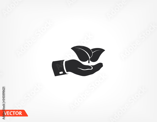hand & leaf . Lorem Ipsum Flat Design