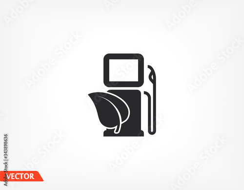 Gas station with leaves icon. Vector Eps 10 . Lorem Ipsum Flat Design