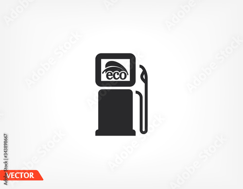 Gas station with leaves icon. Vector Eps 10 . Lorem Ipsum Flat Design
