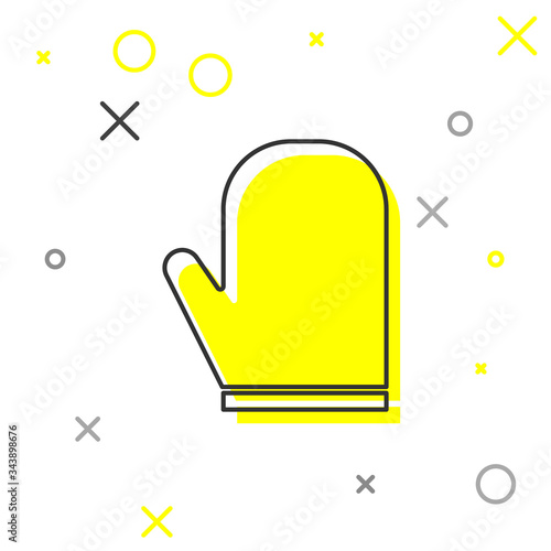 Grey line Oven glove icon isolated on white background. Kitchen potholder sign. Cooking glove. Vector Illustration
