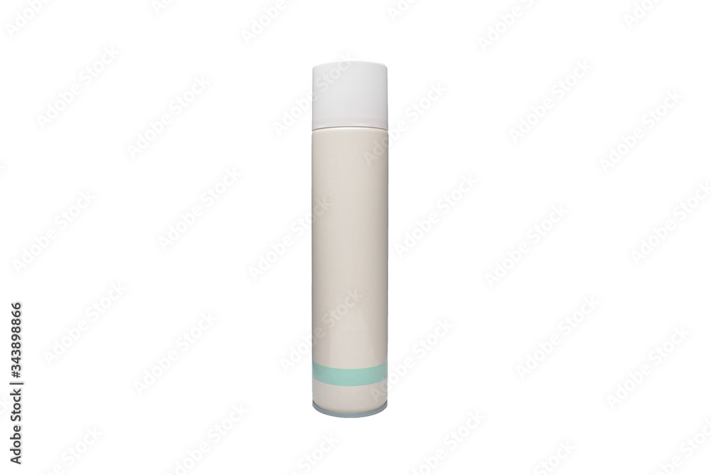 Closed aerosol spray metal bottle can isolated on white background with clipping path hairspray Closed aerosol spray metal bottle can isolated on white background with clipping path hairspray