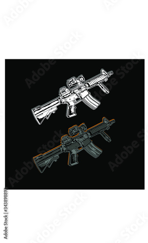 gun ilustration design style vector simple