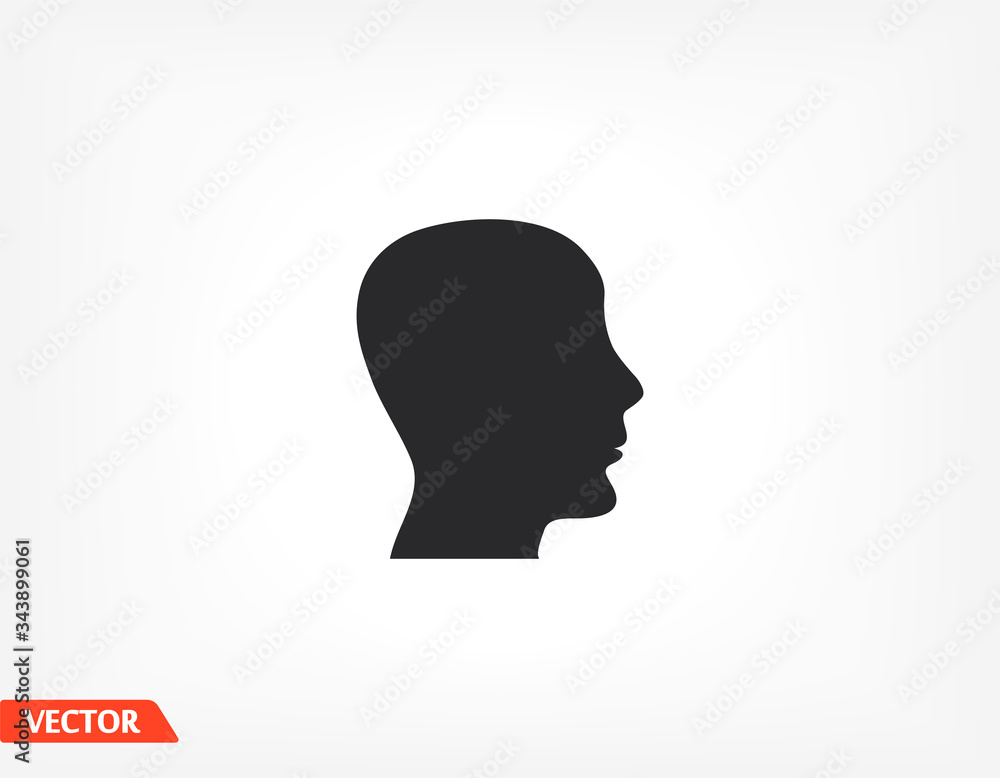 Head outline icon isolated on background. Head symbol for website design, head mobile app, head logo, user interface. Editable stroke. Vector illustration. Eps 10 Head