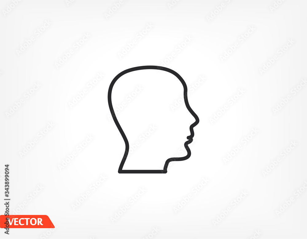 Head outline icon isolated on background. Head symbol for website design, head mobile app, head logo, user interface. Editable stroke. Vector illustration. Eps 10 Head