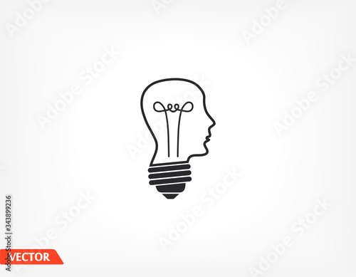 Head and sweetheart icon, head light. User silhouette symbol for your website design Head, logo, application, user interface . Vector illustration, EPS 10 skull. line