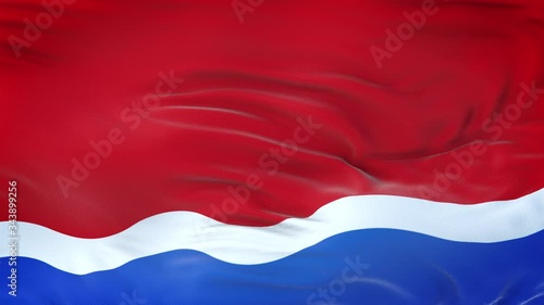 Amur oblast (federal subject of Russia) flag waving in the wind with highly detailed fabric texture. 3d photo