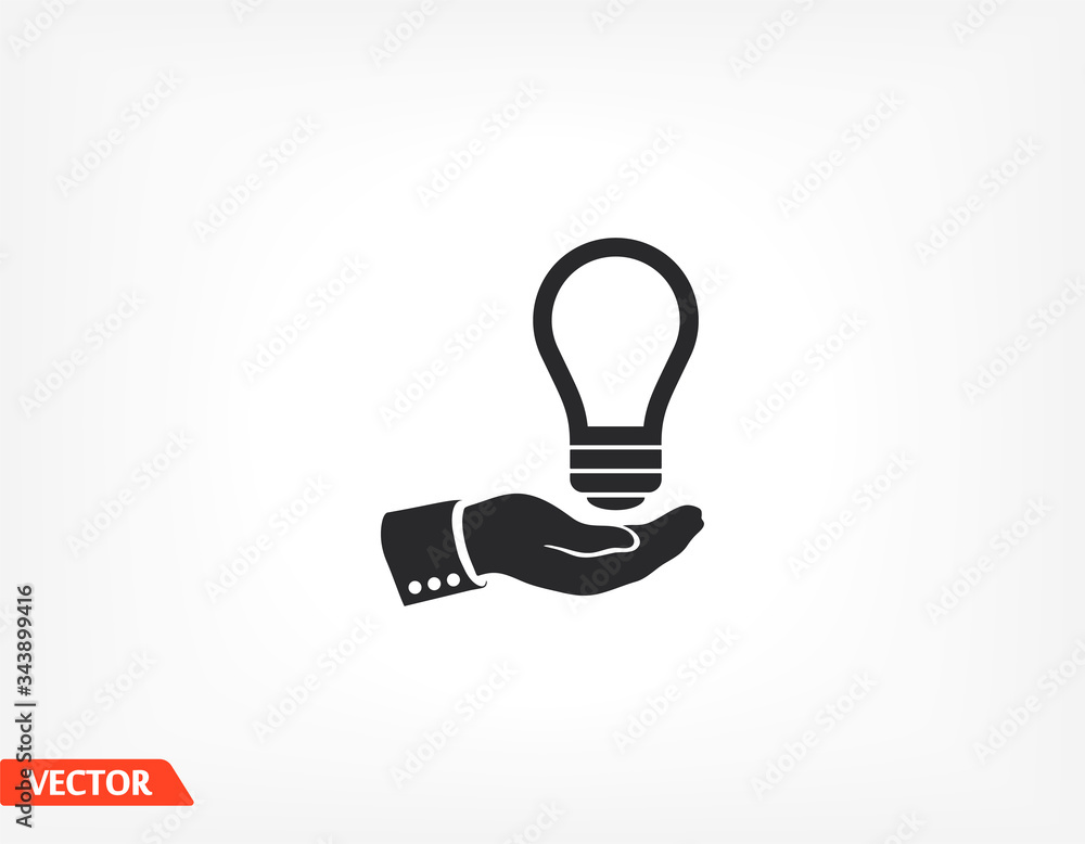 light bulb, icon. hand makes light. light bulb over hand. there is light in the hand. Vector EPS 10. light bulb, icon. hand makes light. light bulb over hand. there is light in the hand. Vector EPS 10.