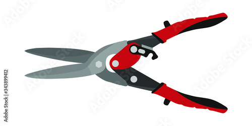 Scissors for cutting metal tool vector flat illustration