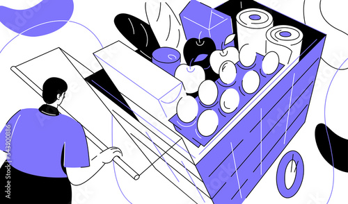 Stock up on goods - flat design style illustration