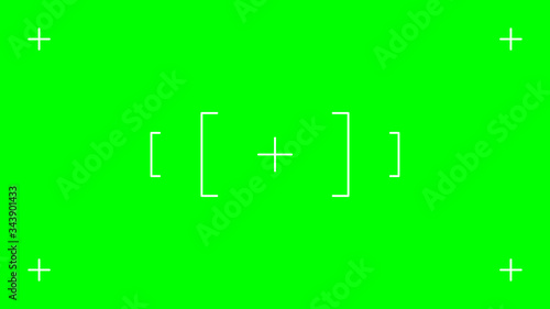 Green screen, chromakey background. Blank green background with VFX motion tracking markers. Chroma key background for keying, motion graphic and video effects