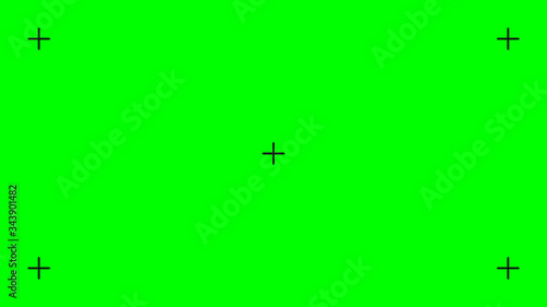 Green screen, chromakey background. Blank green background with VFX motion tracking markers. Chroma key background for keying, motion graphic and video effects. Vector