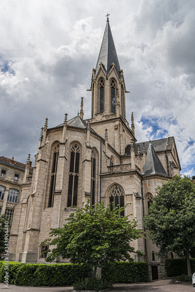 Church of St. George (Eglise Saint-Georges, 1848) is a Roman Catholic Church built along the river Saone. Lyon, France.