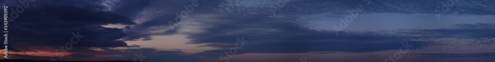 Evening. Terrible, cloudy, sky.
Panoramic photographic image, lighting of the sky above the horizon at sunset. Evening. Terrible, cloudy, sky.
Panoramic photographic image, lighting of the sky above the horizon at sunset.