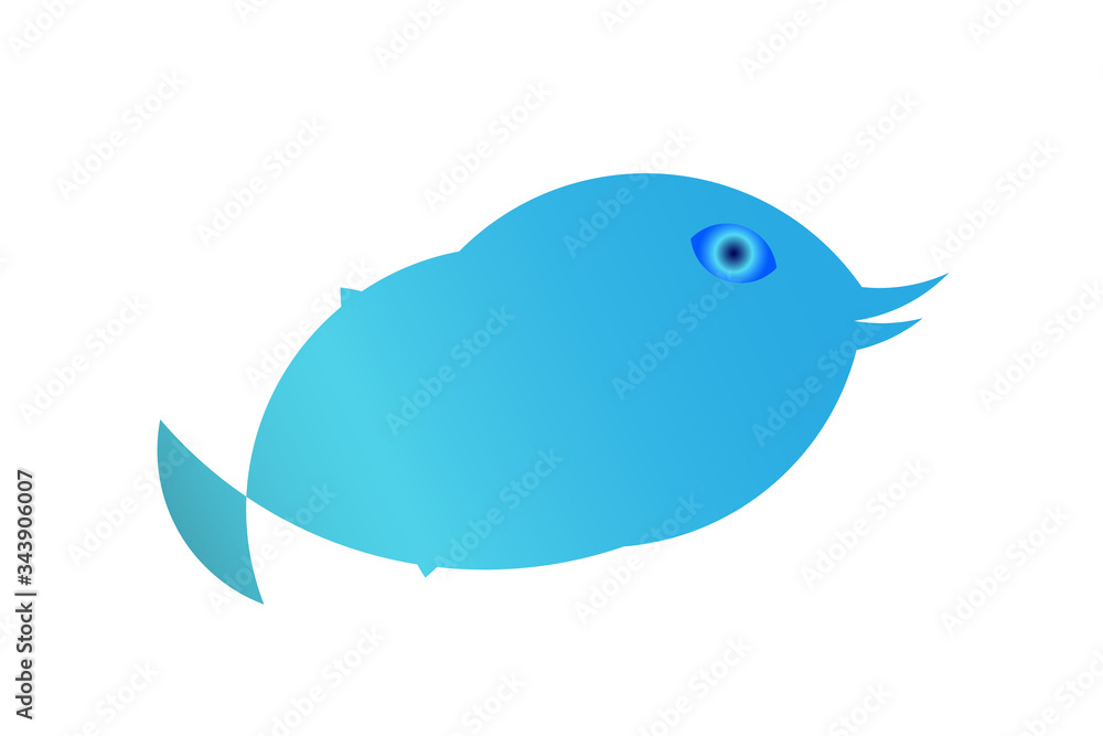 Fototapeta premium blue bird with speech bubble, blue bird on a branch, blue bird with speech bubbles, fish, sea, animal, ocean, blue, cartoon, water animal, illlustration, underwater animal, nature, marine animals