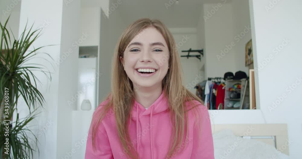 Young woman makes video conference Young woman makes video conference