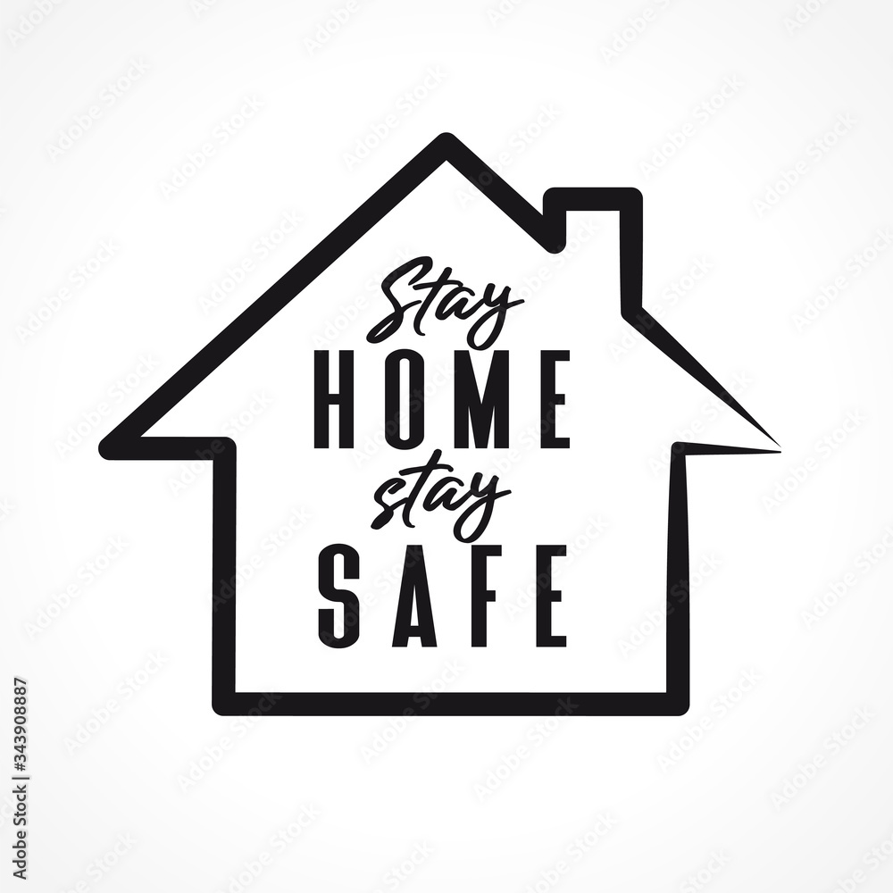 Stay home, stay safe - icon design. Lettering typography design for self protection times and home awareness social media coronavirus prevention campaign. Vector illustration Stay home, stay safe - icon design. Lettering typography design for self protection times and home awareness social media coronavirus prevention campaign. Vector illustration