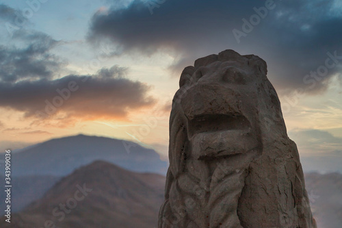Commagene statue ruins on top of Nemrut Mountain in Adiyaman, Turkey.  © osmanmaasoglu