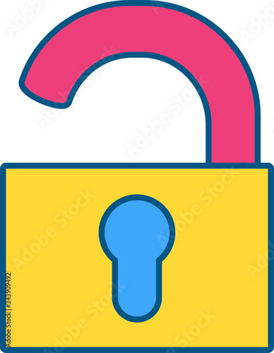 Open Lock Icon, Unlock Padlock Safety Sign