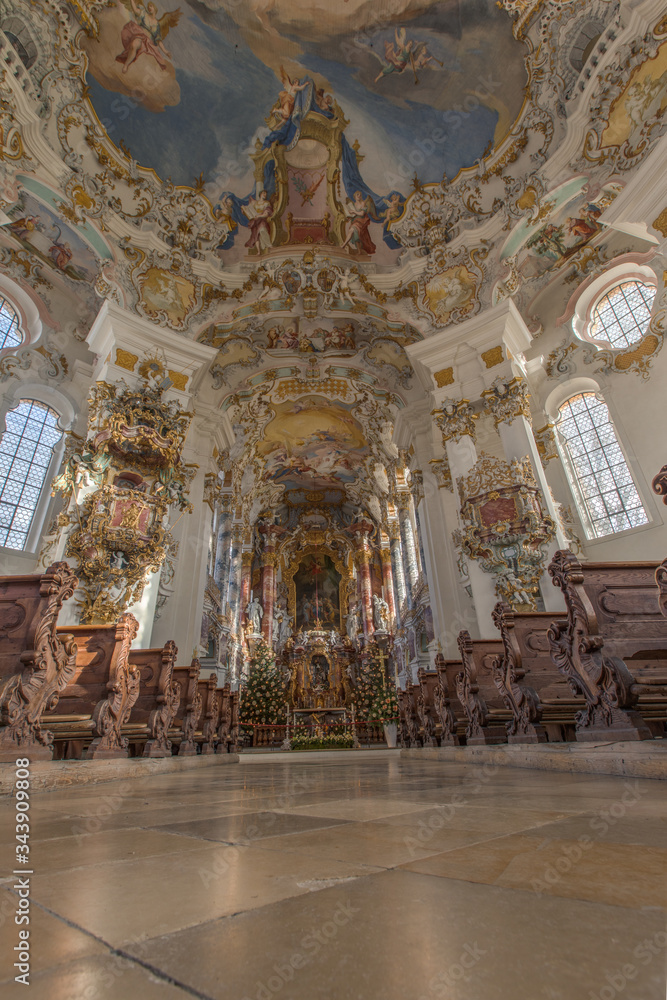 Obraz premium The Pilgrimage Church of Wies, Bavaria, Germany, a World Heritage Site