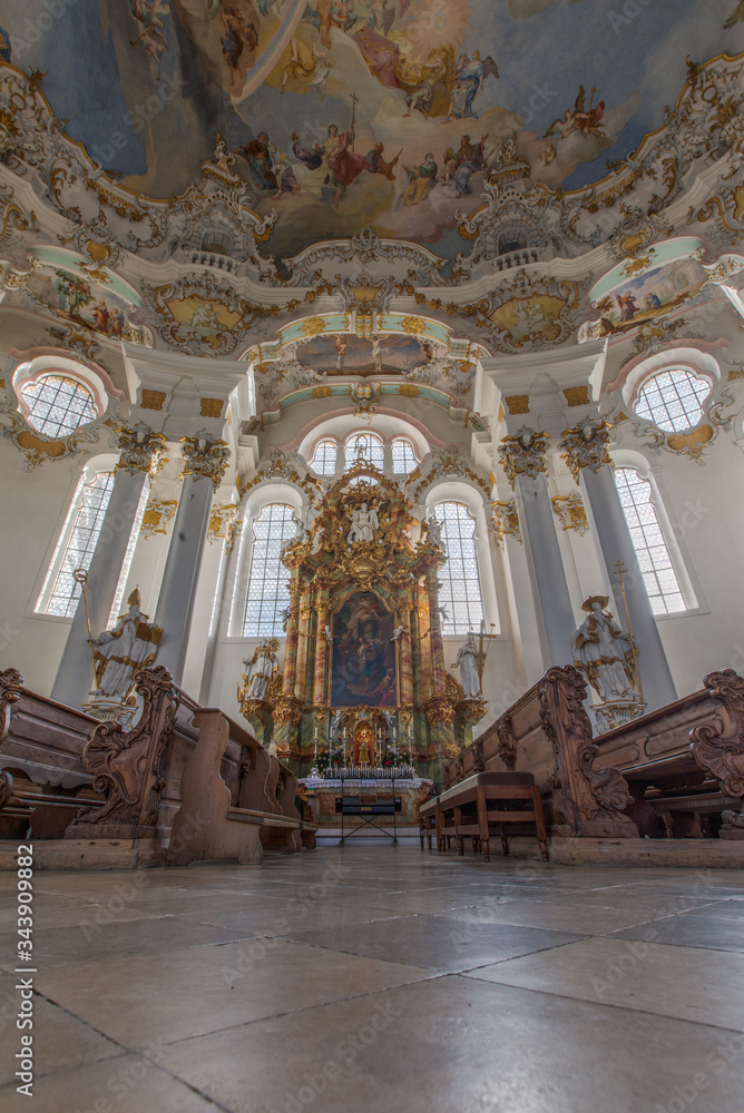 Obraz premium The Pilgrimage Church of Wies, Bavaria, Germany, a World Heritage Site